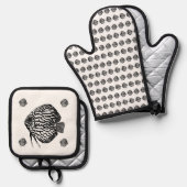 Monochrome Vis Apron Ovenwant & Pannenlap Set (Voorkant / Achterkant)