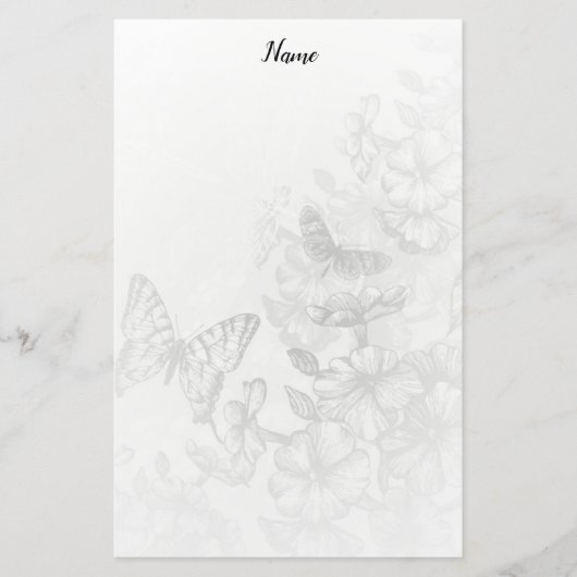 Monochrome vlinder briefpapier (Voorkant)