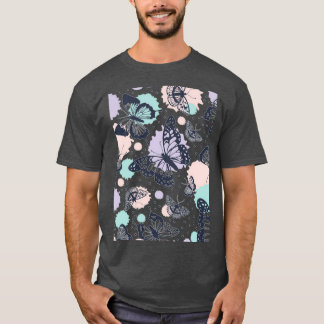 monochrome vlinder met helder gekleurde vlinder t-shirt