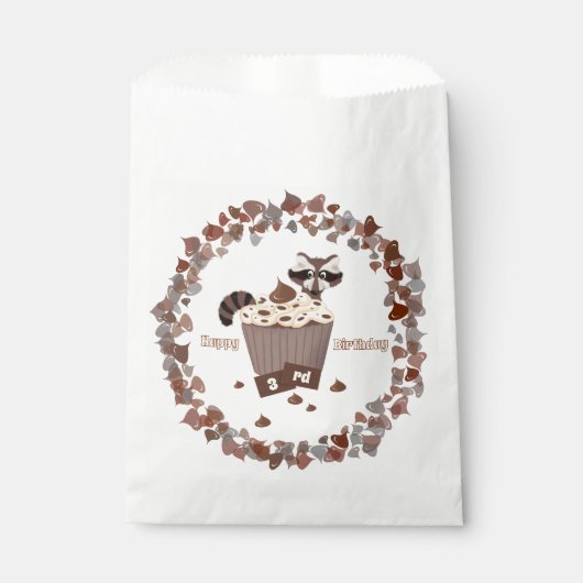 Monochrome Wasbeer Chocoladechips Verjaardag Bedankzakje (Voorkant)