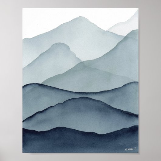 Monochrome Watercolor Bergen Poster (Voorkant)