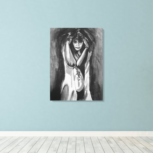 Monochrome Waterverf door Sara Motolanez Canvas Afdruk (Insitu (Houten vloer))