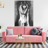 Monochrome Waterverf door Sara Motolanez Canvas Afdruk (Insitu (Woonkamer))