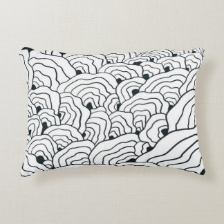 Monochrome Wave Pattern, Modern Abstract Line Art Accent Kussen