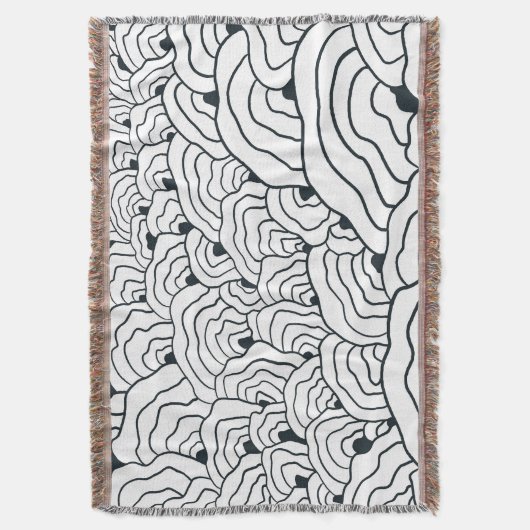 Monochrome Wave Pattern, Modern Abstract Line Art Deken (Voorkant Verticaal)