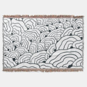 Monochrome Wave Pattern, Modern Abstract Line Art Deken (Voorkant)