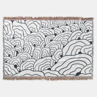 Monochrome Wave Pattern, Modern Abstract Line Art Deken