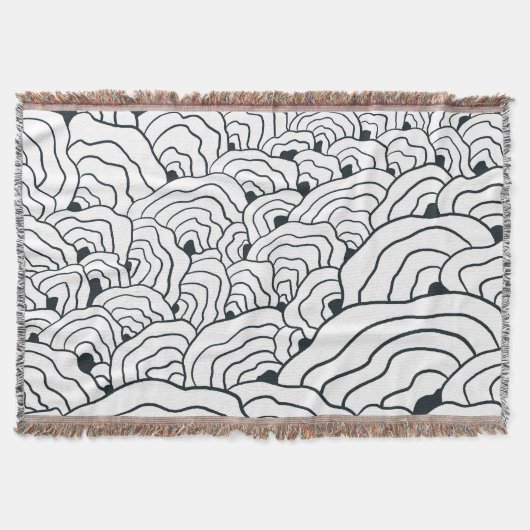 Monochrome Wave Pattern, Modern Abstract Line Art Deken (Voorkant)