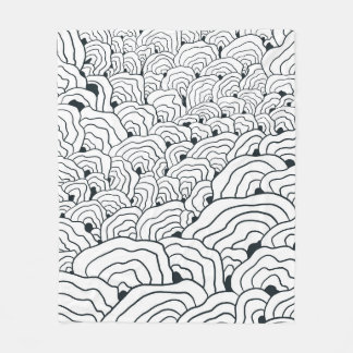 Monochrome Wave Pattern, Modern Abstract Line Art Fleece Deken