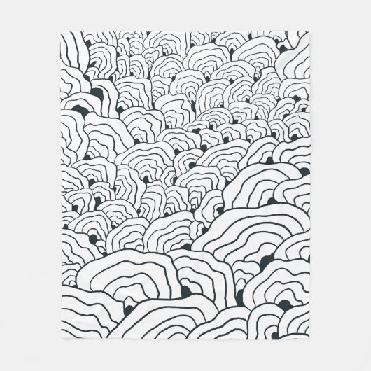 Monochrome Wave Pattern,  Modern Abstract Line Art Fleece Deken (Voorkant)
