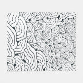 Monochrome Wave Pattern,  Modern Abstract Line Art Fleece Deken (Voorkant (Horizontaal))