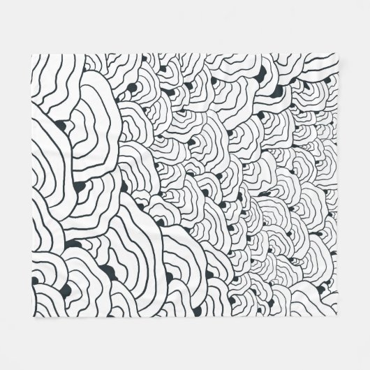 Monochrome Wave Pattern,  Modern Abstract Line Art Fleece Deken (Voorkant (Horizontaal))
