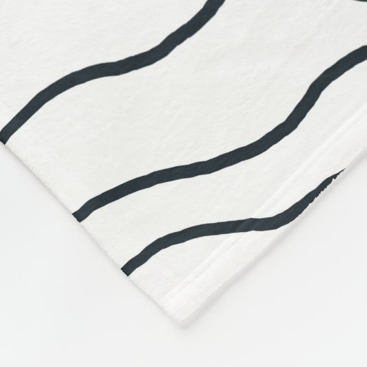 Monochrome Wave Pattern, Modern Abstract Line Art Fleece Deken (Hoek)