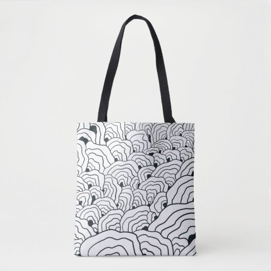 Monochrome Wave Pattern, Modern Abstract Line Art Tote Bag (Voorkant)