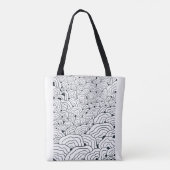 Monochrome Wave Pattern, Modern Abstract Line Art Tote Bag (Achterkant)