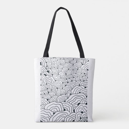 Monochrome Wave Pattern, Modern Abstract Line Art Tote Bag (Achterkant)