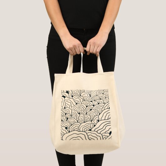 Monochrome Wave Pattern, Modern Abstract Line Art Tote Bag (Voorkant (product))