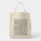 Monochrome Wave Pattern, Modern Abstract Line Art Tote Bag (Achterkant)