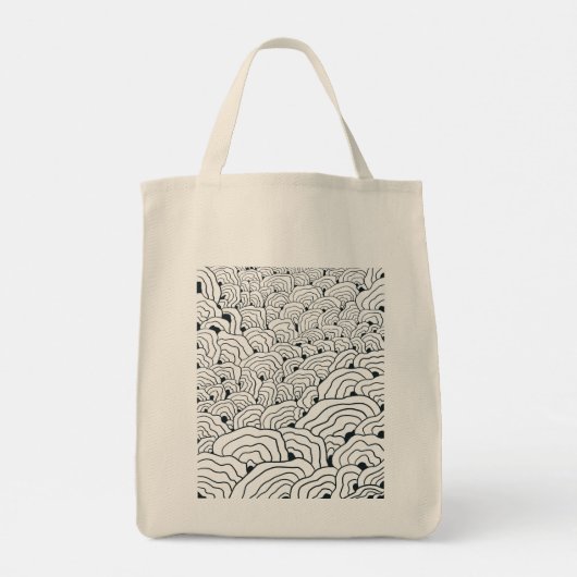 Monochrome Wave Pattern, Modern Abstract Line Art Tote Bag (Achterkant)