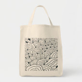 Monochrome Wave Pattern, Modern Abstract Line Art Tote Bag (Voorkant)