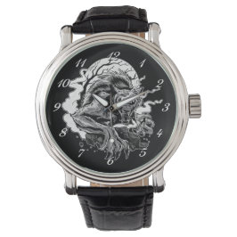 Monochrome Werewolf Moon Horloge