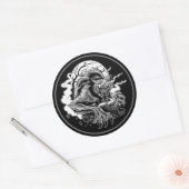 Monochrome Werewolf Moon Ronde Sticker (Envelop)