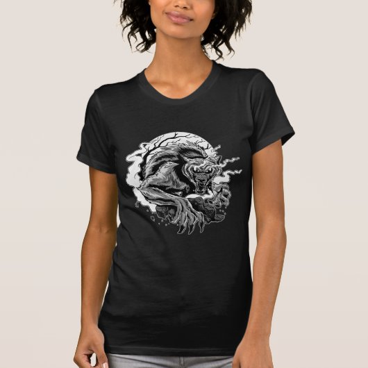 Monochrome Werewolf Moon T-shirt (Voorkant)