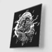 Monochrome Werewolf Moon Vierkante Klok (Hoek)
