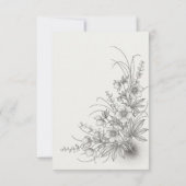 Monochrome wilde bloem huwelijksaankondiging save the date (Achterkant)