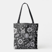 Monochrome Wilde Roos Tote Bag (Achterkant)