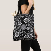 Monochrome Wilde Roos Tote Bag (Dichtbij)