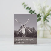 Monochrome windmolen en inspirerend prijsopgave briefkaart (Staand voorkant)