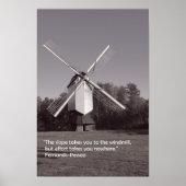 Monochrome windmolen en inspirerend prijsopgave poster (Voorkant)