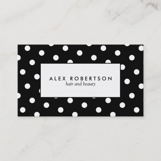 Monochrome witte en zwarte puntvlek visitekaartje (Voorkant)