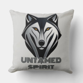 Monochrome Wolf Silhouet in een gedurfde Abstracte Kussen