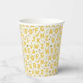 Monochrome Yellow Alphabet Papieren Bekers