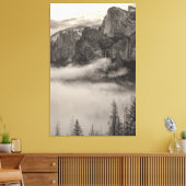 Monochrome Yosemite berglandschap met mist Canvas Afdruk (Insitu (Woonkamer))