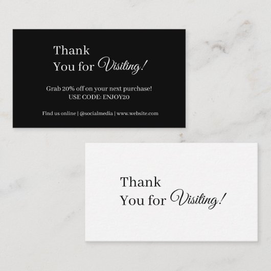 Monochrome zakelijke korting Kaart | Aangepaste be (Voorkant / Achterkant)