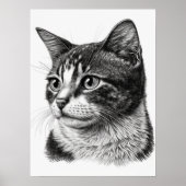 Monochrome zwart-witkat-portret poster (Voorkant)