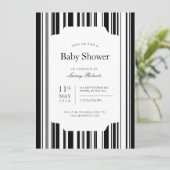 Monochrome zwart-witte streepdouche met streepjesc kaart (Staand voorkant)