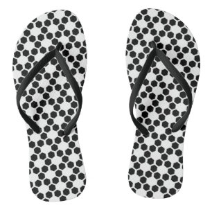 Monochrome zwarte en witte geometrische hexagon pa teenslippers