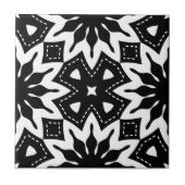 Monochrome zwarte en witte geometrische patronen tegeltje (Voorkant)