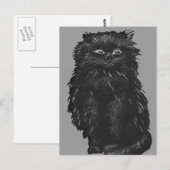 Monochrome Zwarte Kat Briefkaart (Voorkant / Achterkant)