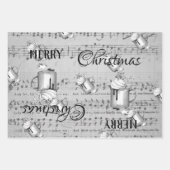 Monochrome zwarte kerst Prettige feestdagen Inpakpapier Vel (Voorkant 3)