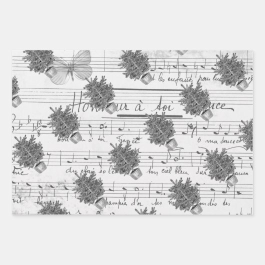 Monochrome zwarte kerst Prettige feestdagen Inpakpapier Vel (Voorkant 2)