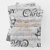 Monochrome zwarte kerst Prettige feestdagen Inpakpapier Vel (In situ)