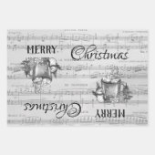 Monochrome zwarte kerst Prettige feestdagen Inpakpapier Vel (Voorkant)