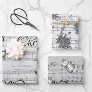 Monochrome zwarte kerst Prettige feestdagen Inpakpapier Vel