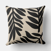 Monochrome zwarte palmlef kussen (Achterkant)