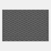 Monochrome zwarte witte grijze Japanse golf Inpakpapier Vel (Voorkant 2)